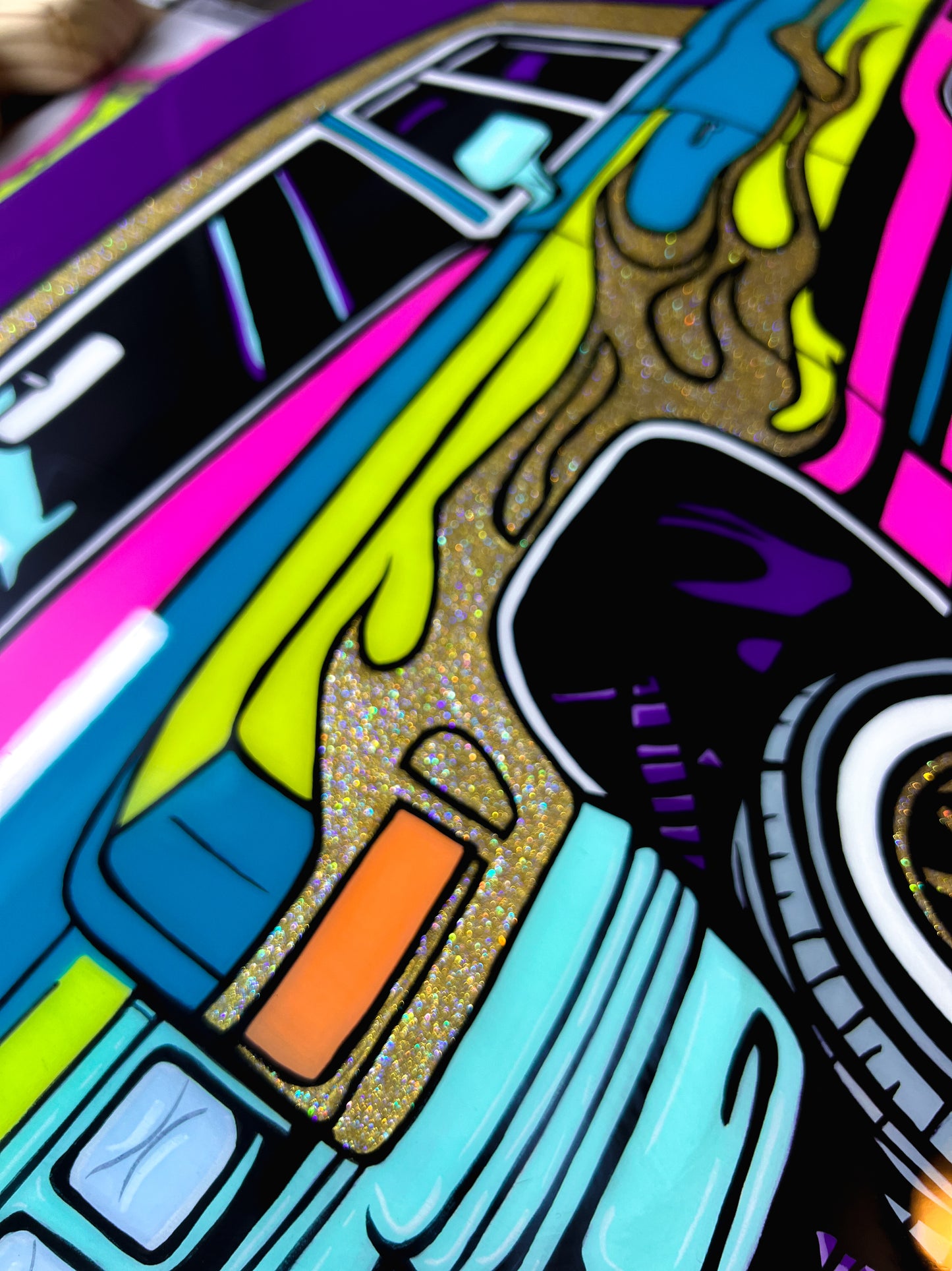 “Laid Back” 90’s Lowrider Table / Wall Art – Hand-Painted Functional Art