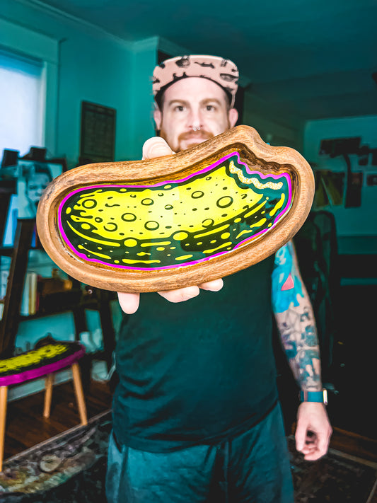 Handmade Pickle Wood Tray – Resin Catchall Dish